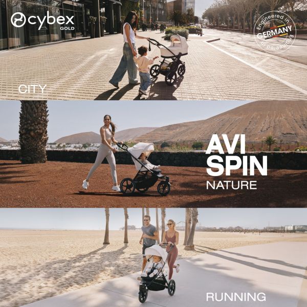 Poussette Avi Spin 3 roues tout-terrain et running Moss Green