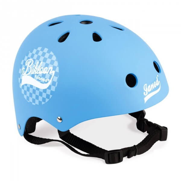 Casque vélo enfant bleu à damiers