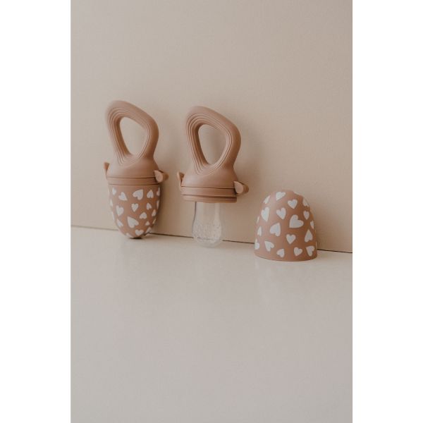 Tétine grignoteuse Fall in love taupe rose + 4 embouts