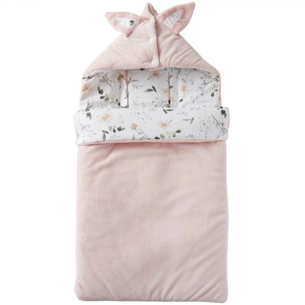 Nid d'ange coton doublé Sherpa  - Blush imprimé Sweet Garden