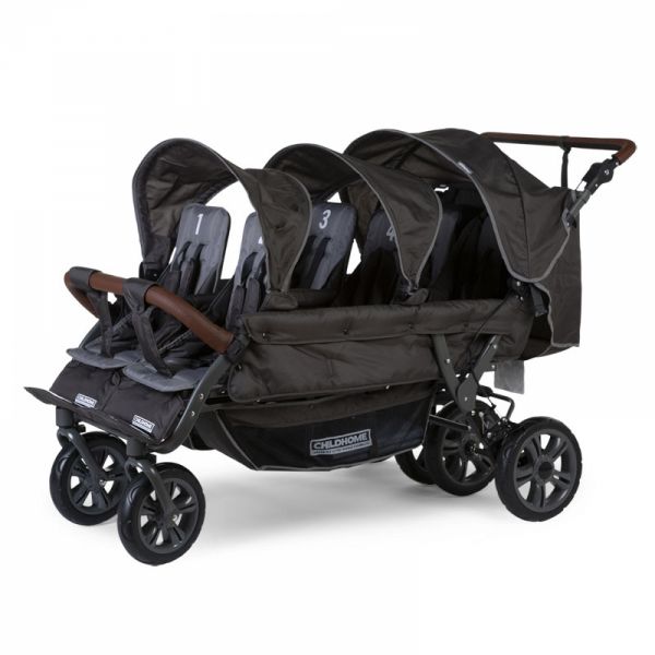 Poussette multiple 6 enfants autofreinée anthracite