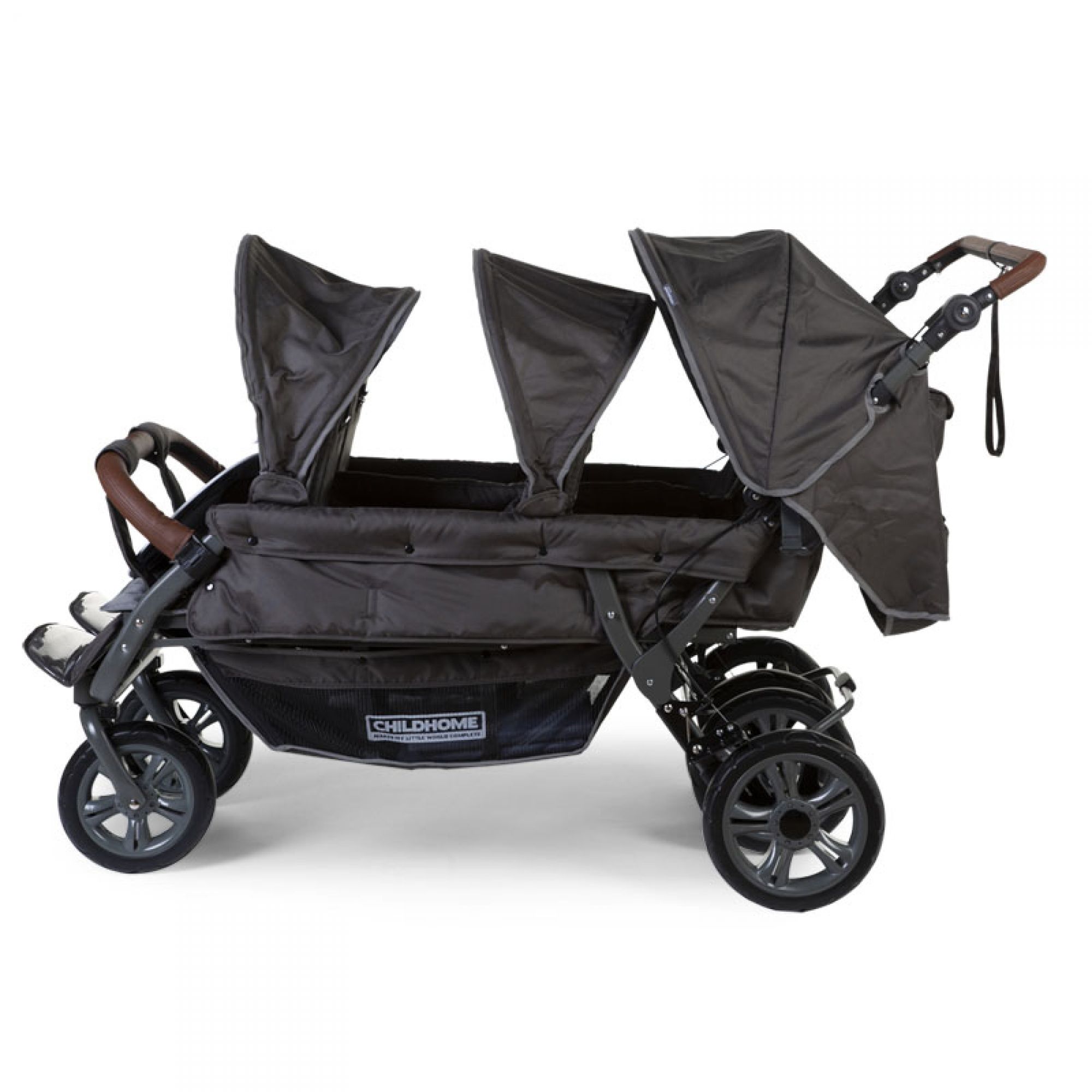 Poussette quadruple 2 autobrake anthracite 4 enfants Childhome