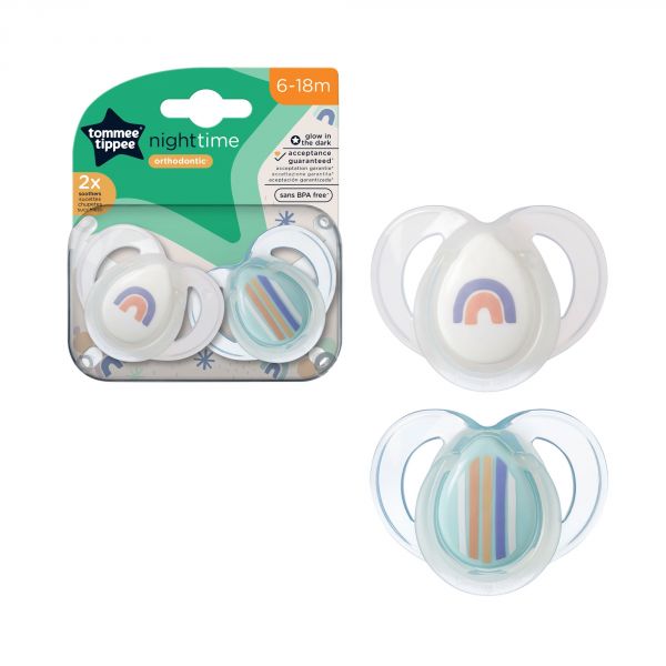 Lot de 2 sucettes nuit Closer to Nature 6-18m (coloris aléatoire)