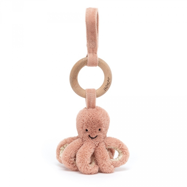 Hochet Pieuvre Odell Octopus avec Anneau en Bois - 21 cm
