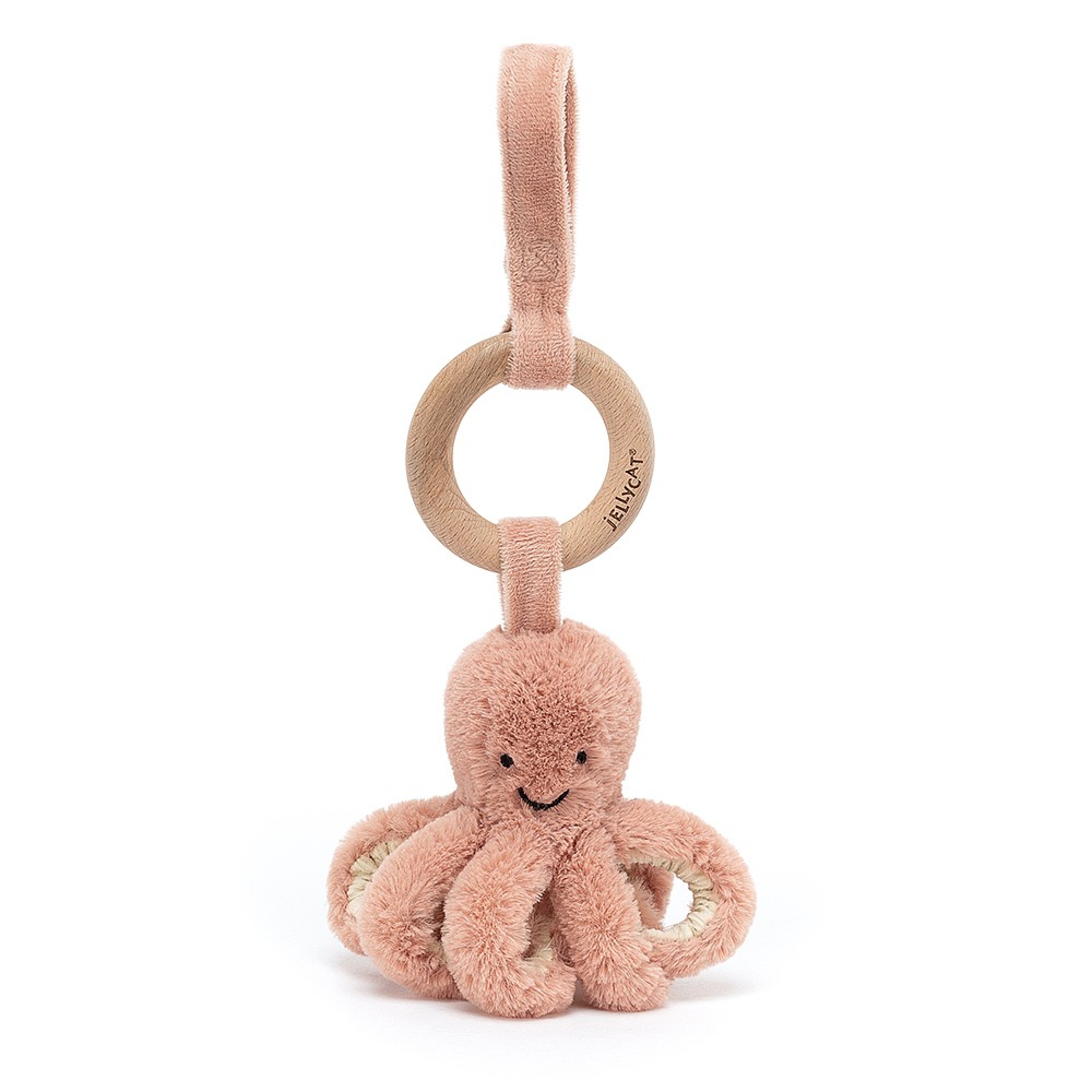Jellycat Hochet Pieuvre Odell Octopus Avec Anneau En Bois 21 Cm Made In Bebe