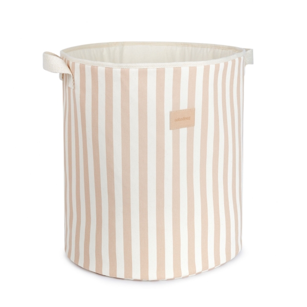Panier rangement jouet Odéon Taupe stripes natural