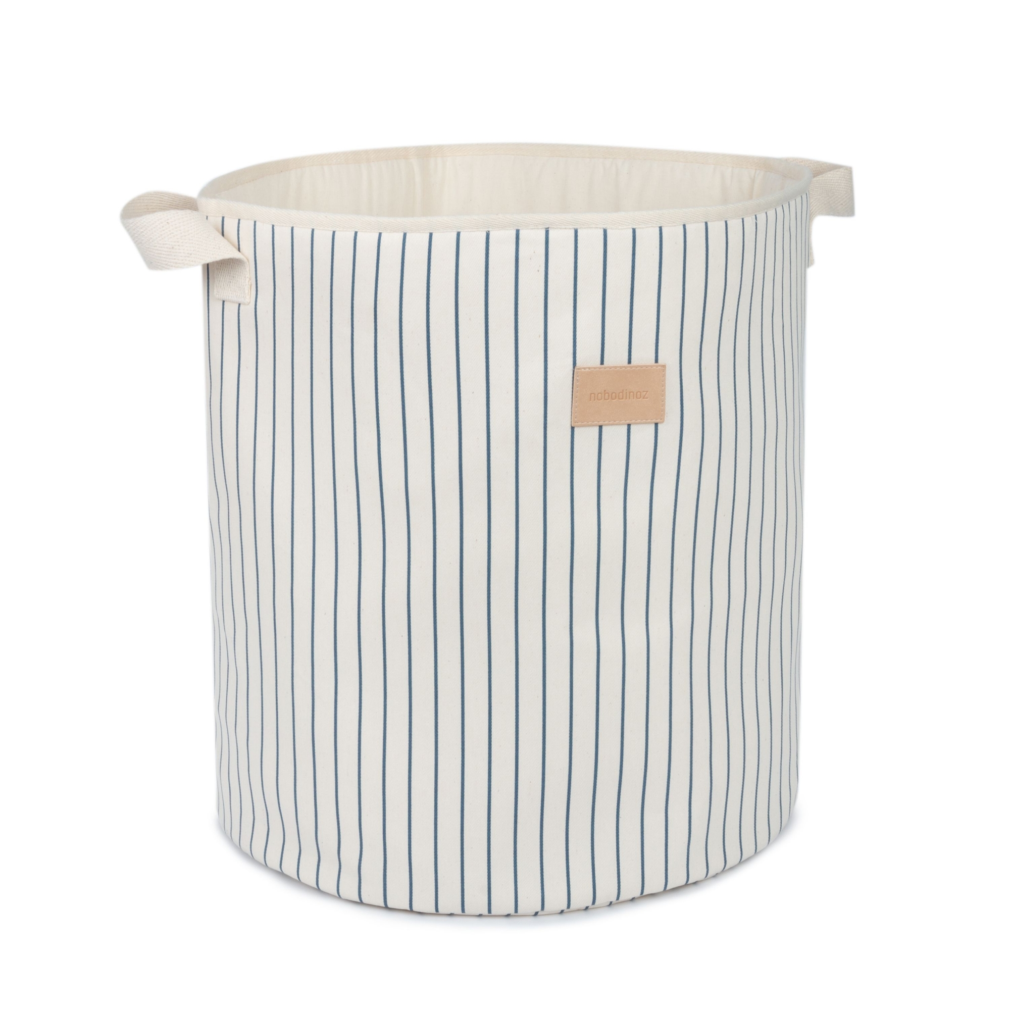 Panier Rangement Jouet Odeon Blue Thin Stripes Natural Made In Bebe