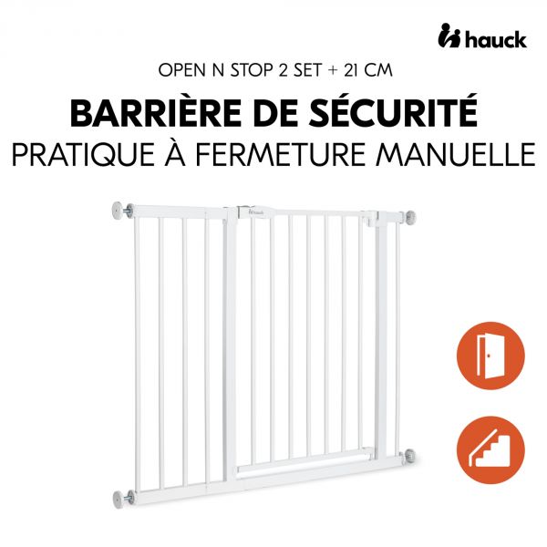 Barrière d'escalier Open N Stop 2 avec extention +21 cm White