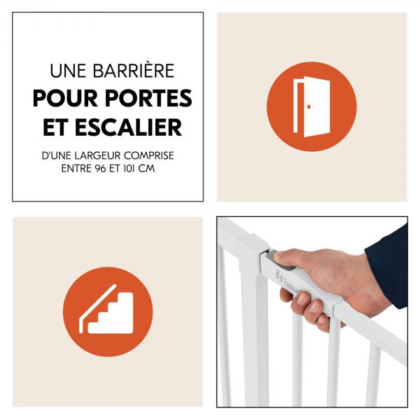 Barrière d'escalier Open N Stop 2 avec extention +21 cm White