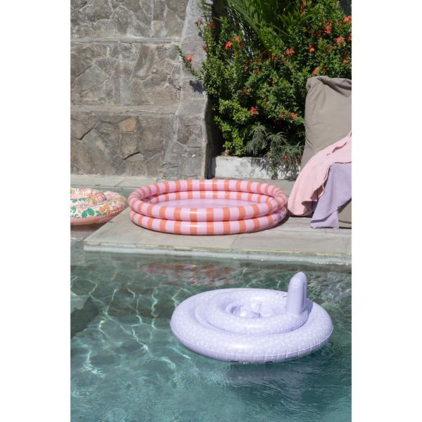 Piscine bébé Ø 100 cm Rayures oranges 2 anneaux