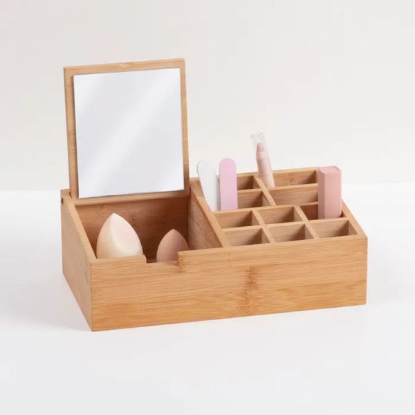 Organiseur avec miroir Tidy smart bambou