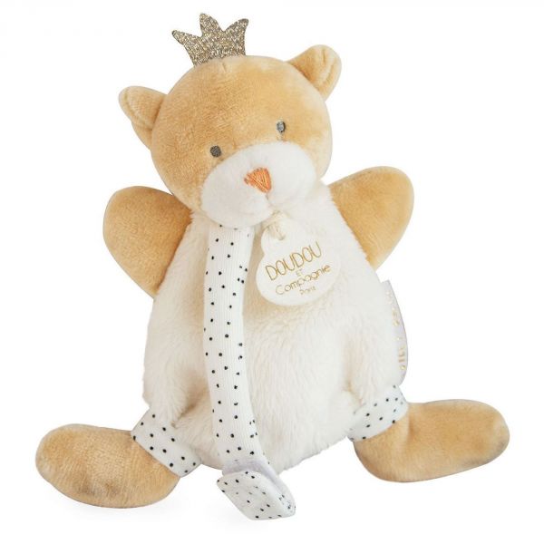 Doudou attache sucette Perlidoudou Ours petit roi