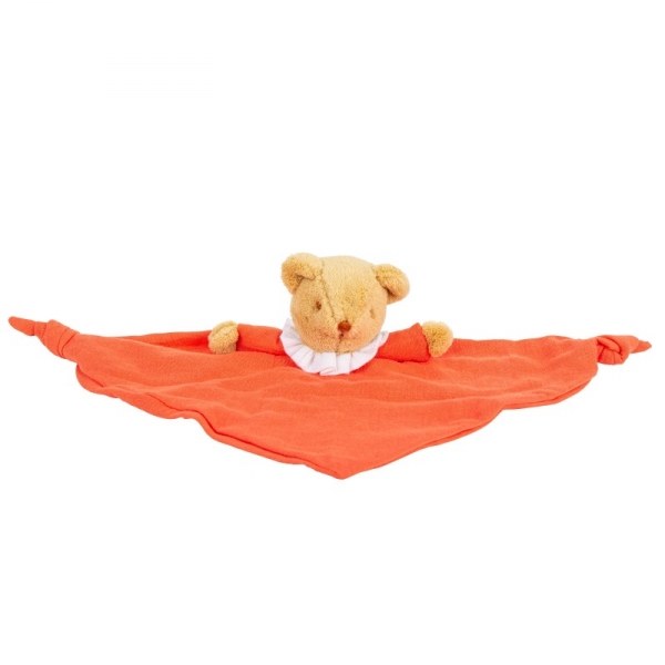 Doudou triangle hochet ours Corail