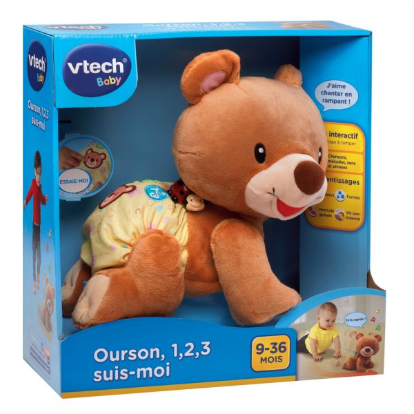 Peluche d'activité Ourson, 1,2,3 suis-moi