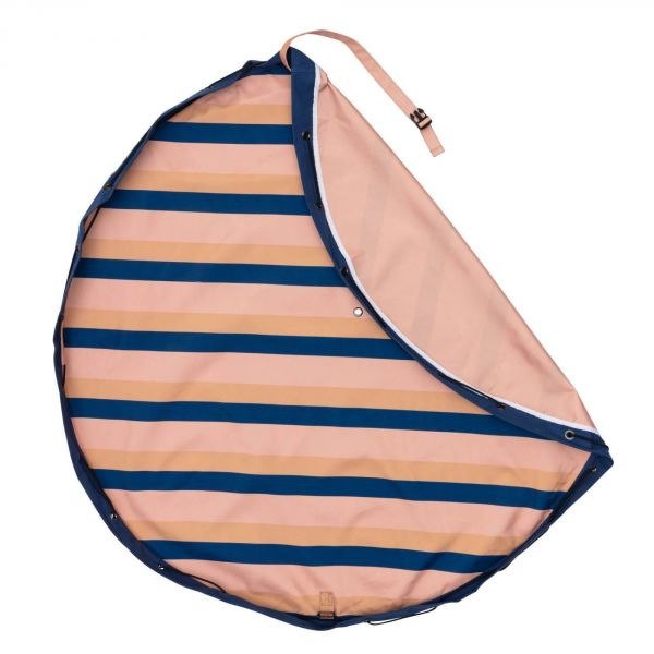 Grand sac à jouets d'extérieur / tapis de jeu 2 en 1 Mokka Stripes