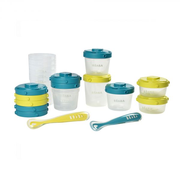 Set 1er repas portions + cuillères 1er âge Néon et bleu