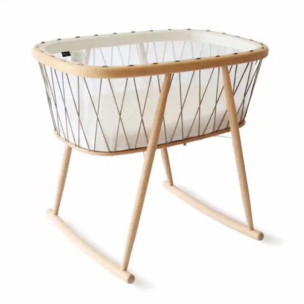 Pack berceau Kumi Hazelnut et matelas coco naturel + alèse et drap housse blanc