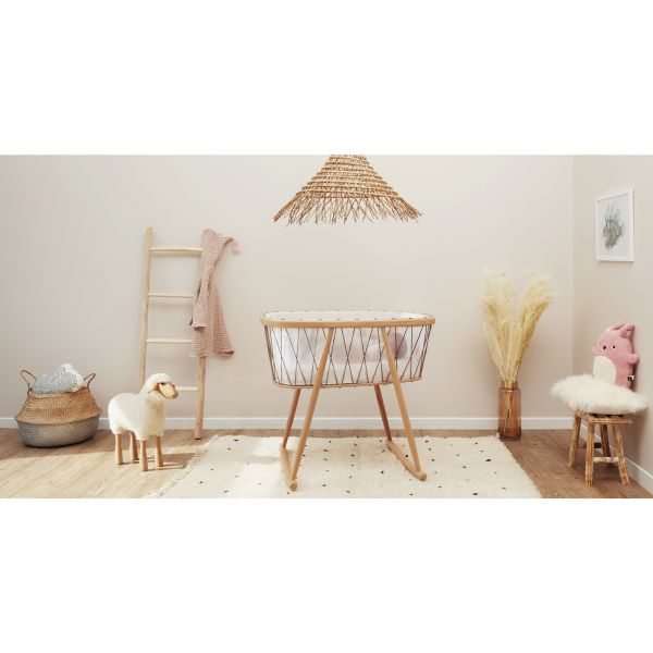 Pack berceau Kumi Hazelnut et matelas coco naturel + alèse et drap housse blanc