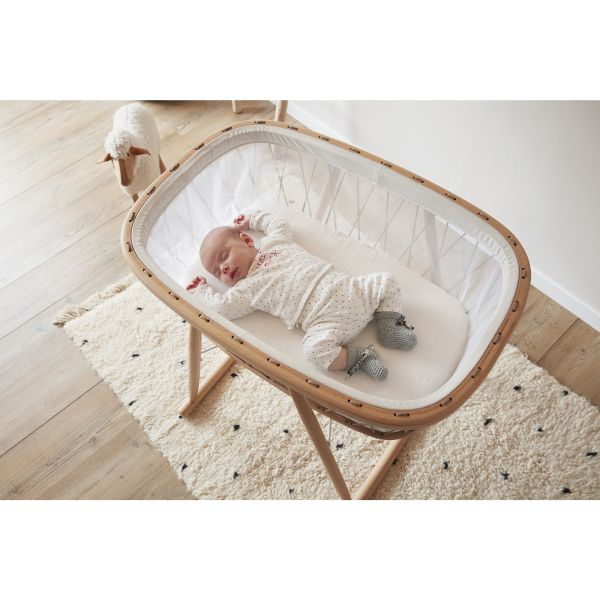 Pack berceau Kumi Lichen et matelas coco naturel + alèse et drap housse blanc