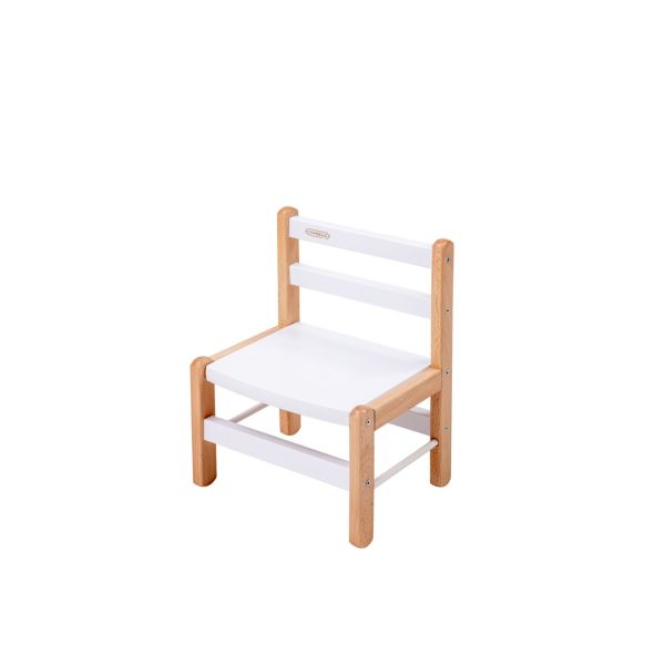 Petit bureau Tom vernis naturel + chaise basse Louise Hybride blanc