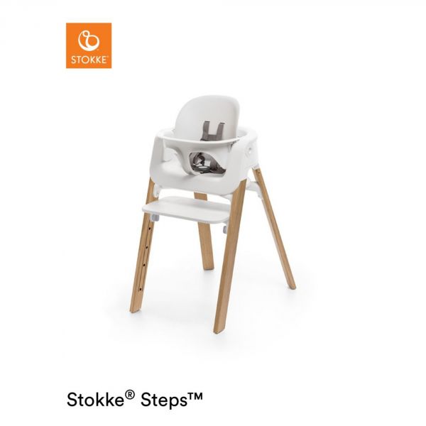 Pack chaise haute Steps hêtre naturel + baby set + tablette