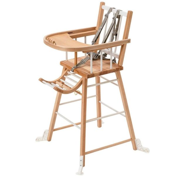 Pack Chaise haute André Hybride blanc et sa tablette blanche