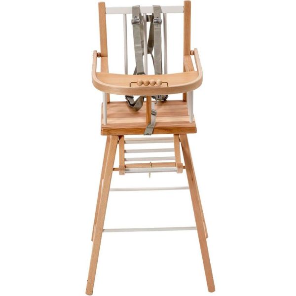 Pack Chaise haute André Hybride blanc et sa tablette blanche