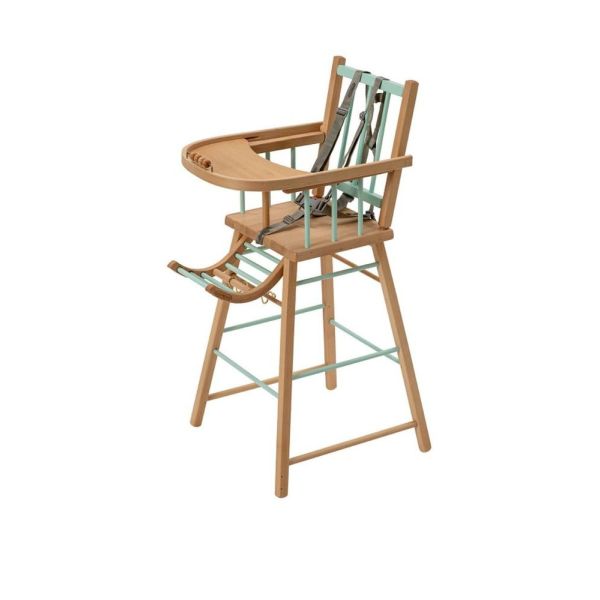 Pack Chaise haute André Hybride vert mint et sa tablette blanche