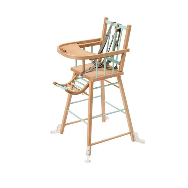 Pack Chaise haute André Hybride vert mint et sa tablette blanche