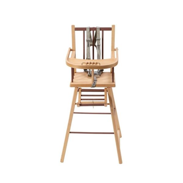 Pack Chaise haute André Hybride vieux rose et sa tablette blanche