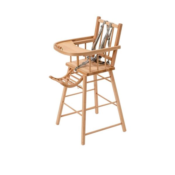 Pack Chaise haute André Vernis naturel et sa tablette blanche