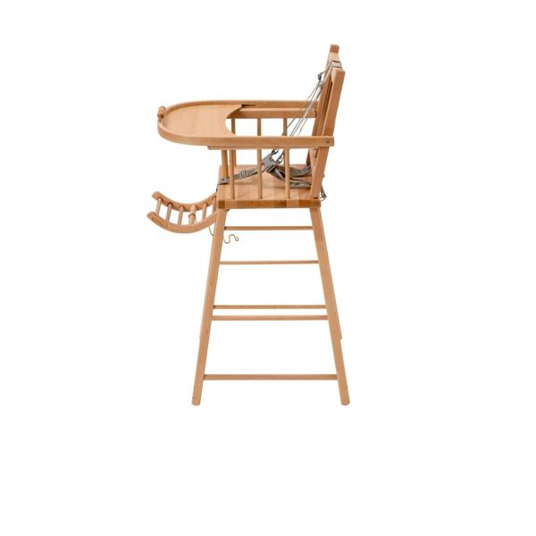 Pack Chaise haute André Vernis naturel et sa tablette blanche