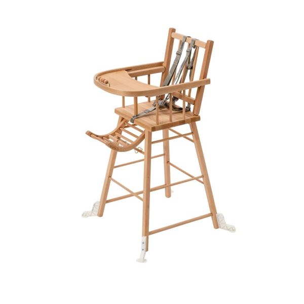 Pack Chaise haute André Vernis naturel et sa tablette blanche