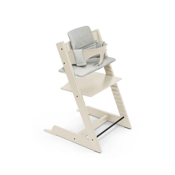 Pack chaise haute Tripp Trapp Hêtre Vanilla white + Newborn Set gris
