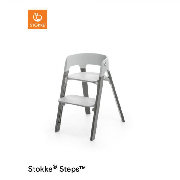 Pack chaise haute Steps hêtre gris + baby set + tablette
