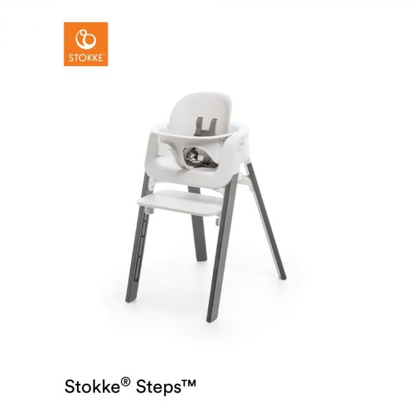 Pack chaise haute Steps hêtre gris + baby set + tablette