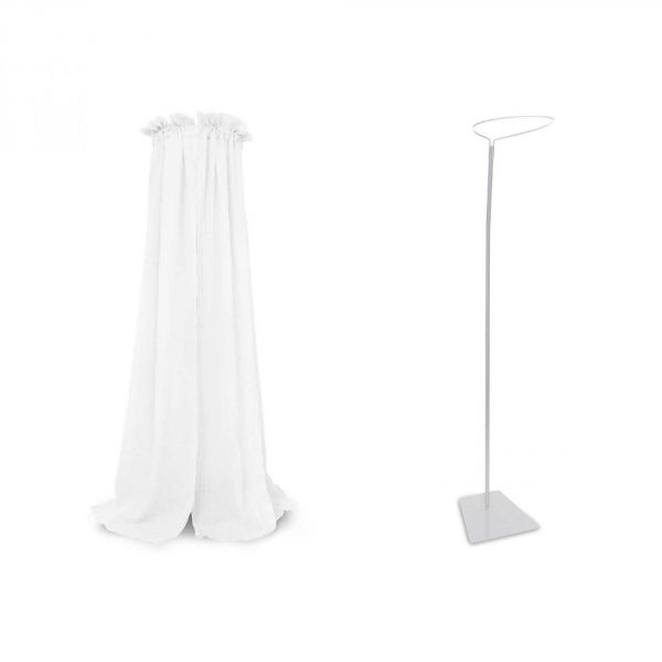 Pack ciel de lit Vintage 155 cm Blanc + flèche de lit blanche