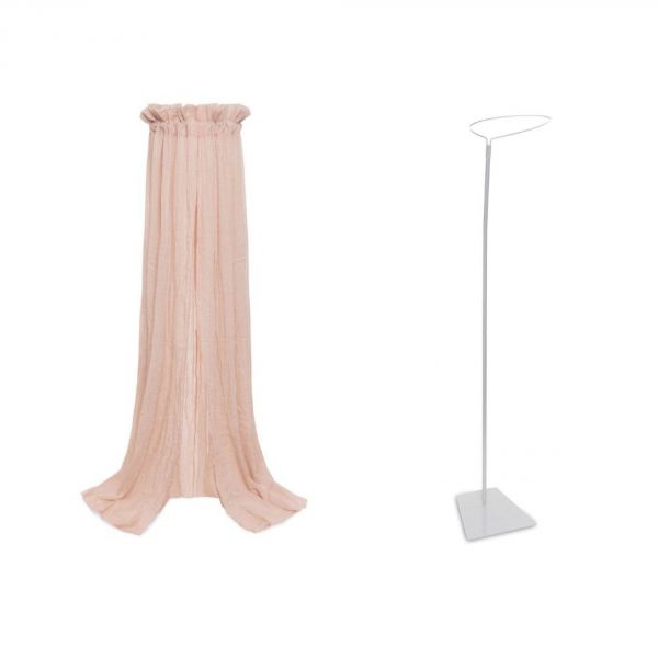 Pack ciel de lit Vintage 155 cm Wild rose + flèche de lit blanche