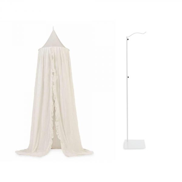 Pack ciel de lit Vintage 245 cm Ruffle Ivoire + flèche de lit blanche