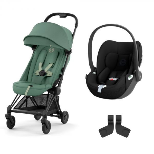 Poussette duo Coya Leaf Green châssis Matt Black + Cloud T i-Size