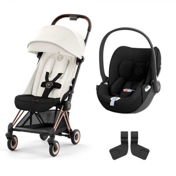 Poussette duo Coya Off White châssis Rosegold + Cloud T i-Size