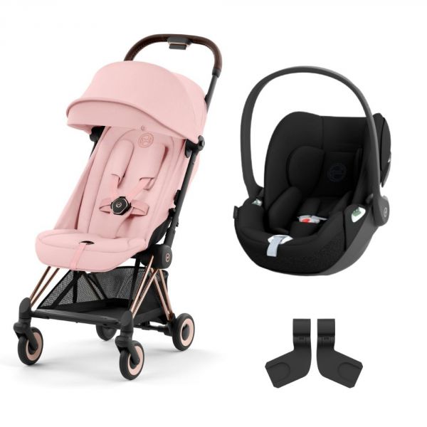 Poussette duo Coya Peach Pink châssis Rosegold + Cloud T i-Size