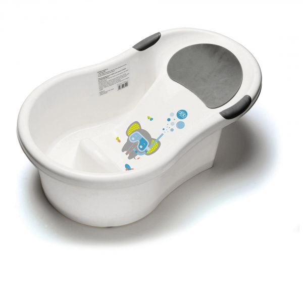 Baignoire bébé éléphant blanc avec vidange + support de baignoire