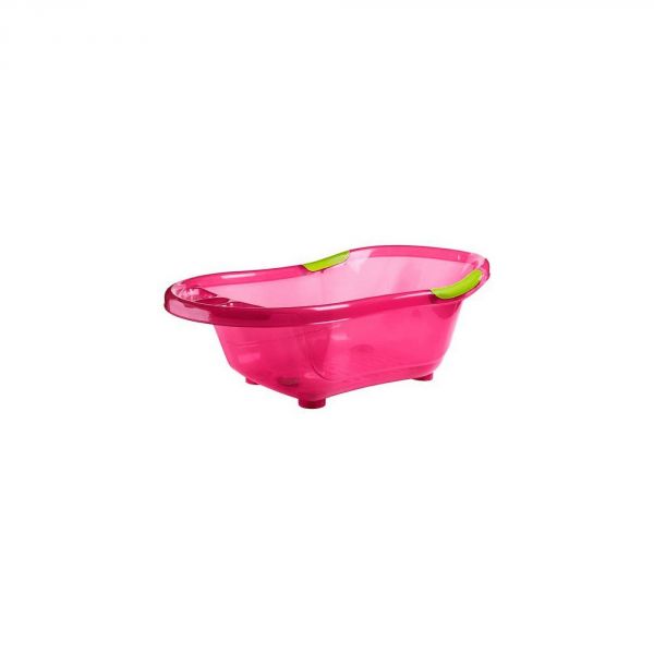 Baignoire bébé rose avec vidange + support de baignoire