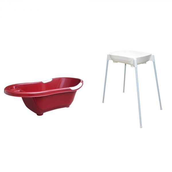 Baignoire bébé marsala avec vidange + support de baignoire