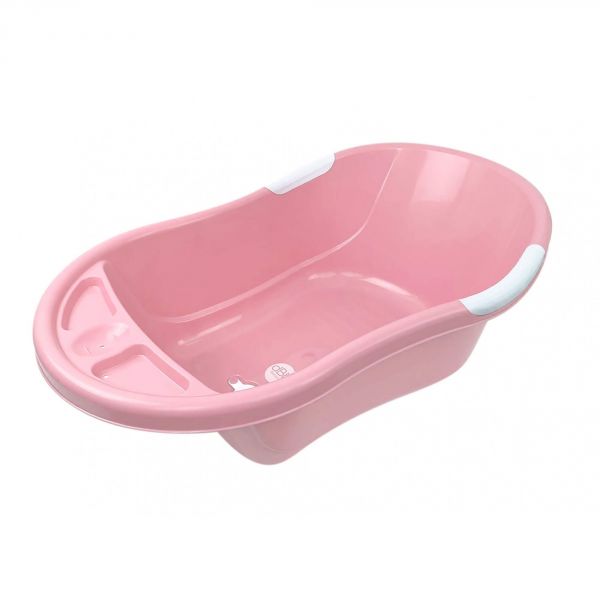Baignoire bébé rose avec vidange + support de baignoire