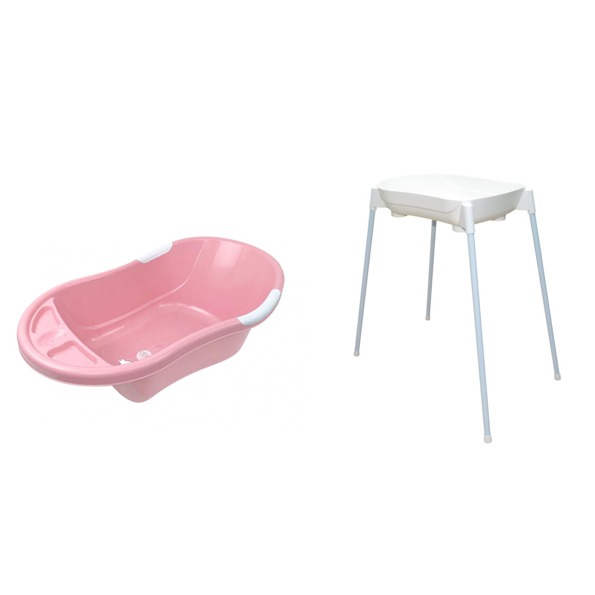 Baignoire bébé avec vidange rose - Made in Bébé