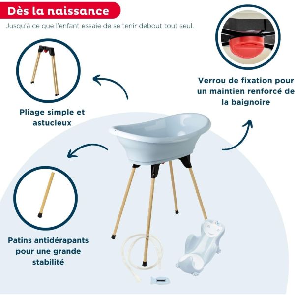 Pack baignoire Vasco 5 pièces Fleur bleu