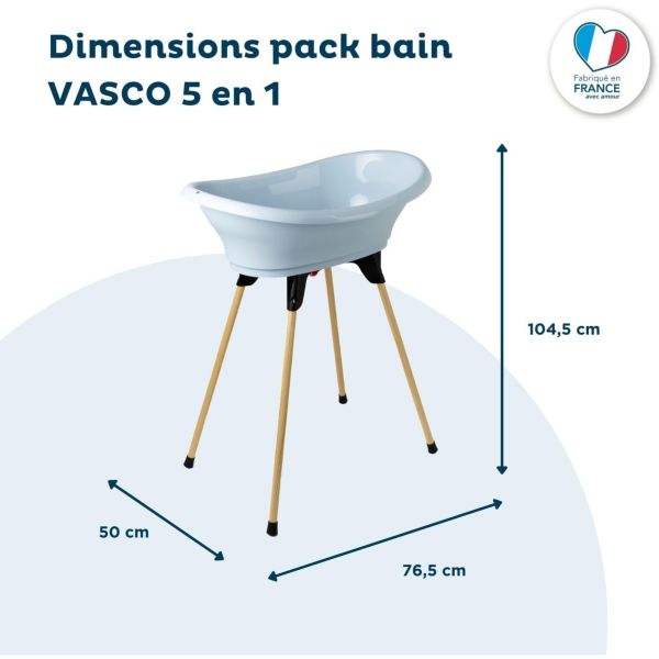 Pack baignoire Vasco 5 pièces Fleur bleu