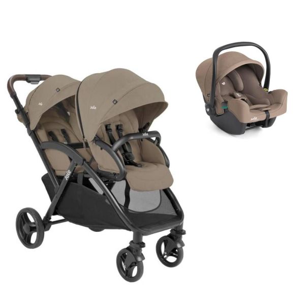 Poussette duo Evalite double + siège auto i-Snug 2 Cashew